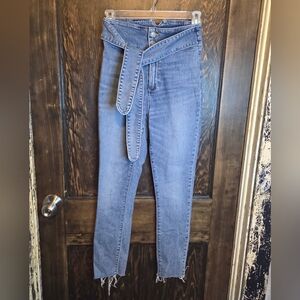 Abercrombie & Fitch High Rise Blue "Mom" Jeans with Belt Sz 24